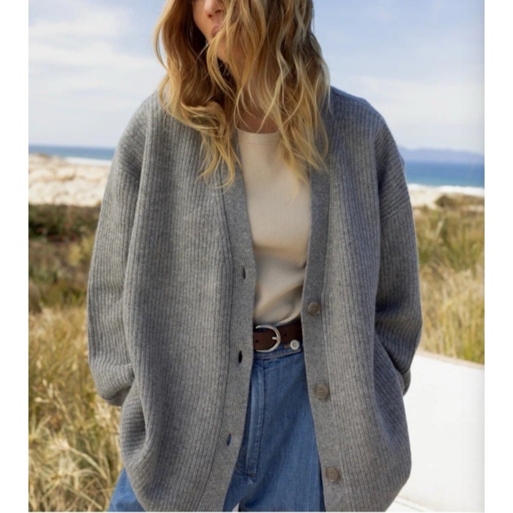 NEW Jennı Kayne Cashmere Cocoon Cardigan Women's 2X Heather Grey Slouchy $475